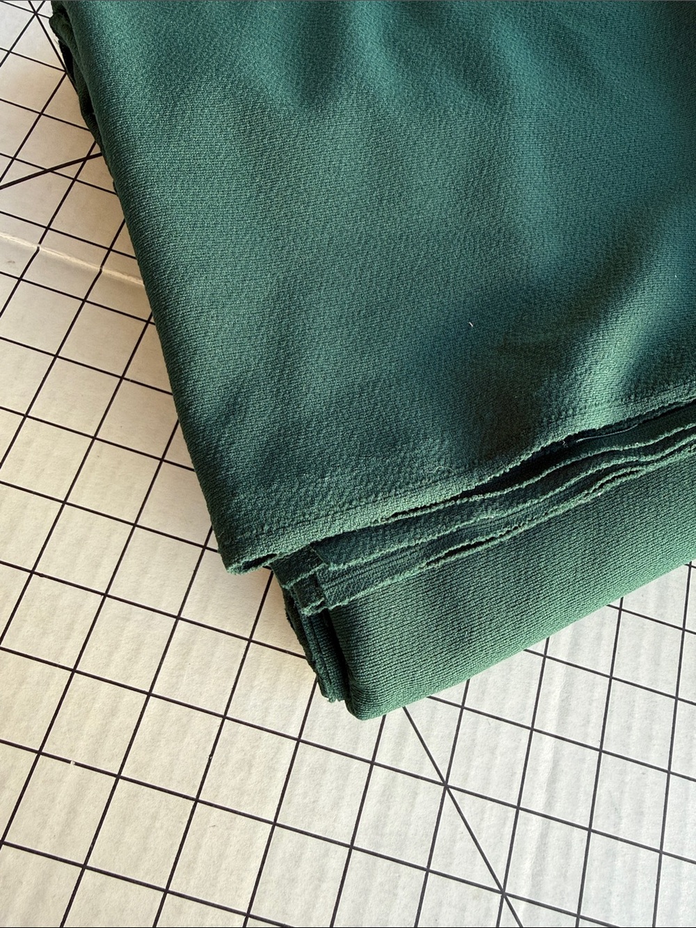 Vintage 1970s Forrest Green Stretch Textured Knit Apparel Fabric 2⅓ Yards x 62”
